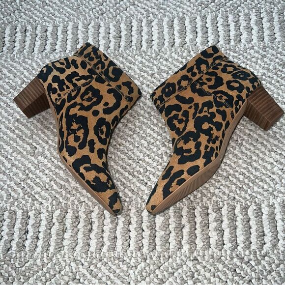 Lucky Brand Zaprika Suede Cheetah Pointed Toe Booties - Sz 6.5 - Picture 5 of 16